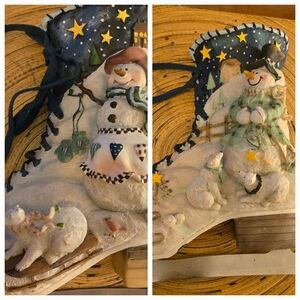 COLLECTIONS ETC Resin ICE SKATE Shaped Wall Decor SNOWMAN+POLAR BEARS Wi…